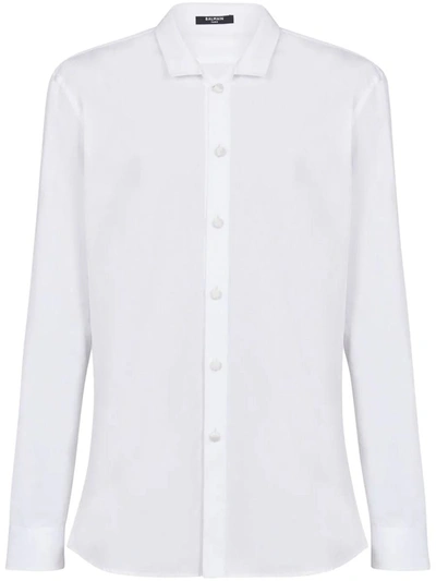 Shop Balmain Fitted Shirt In White