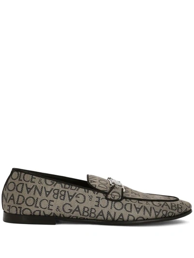 Shop Dolce & Gabbana Slippers With Logo Plaque In Brown