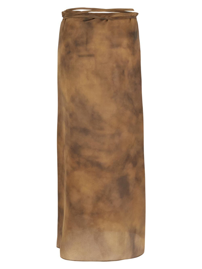 Shop Sportmax Silk Skirt In Brown
