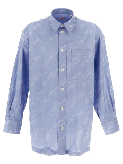 Shop Kenzo Cotton Shirt In Blue