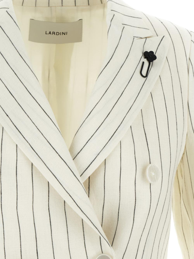 Shop Lardini Double-breasted Jacket In Ivory