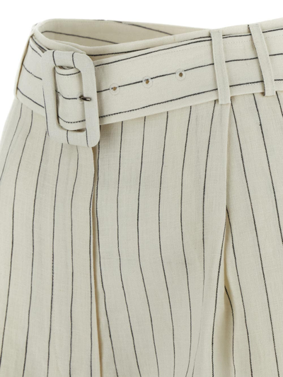 Shop Lardini Linen Shorts In Ivory