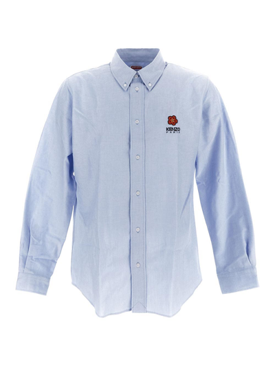 Shop Kenzo Cotton Shirt In Blue