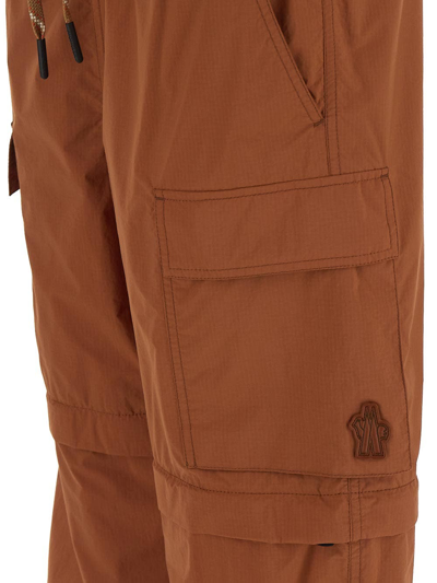 Shop Moncler Logo Trouser In Brown