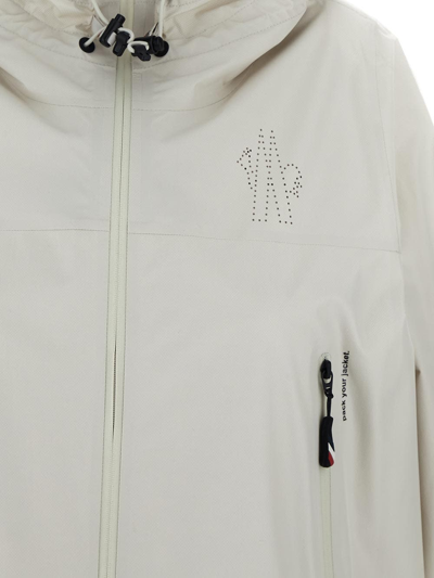 Shop Moncler Logo Jacket In Ivory
