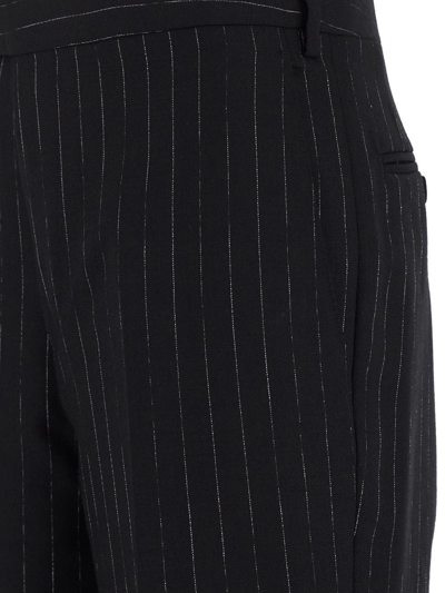 Shop Lardini Wool Trousers In Black