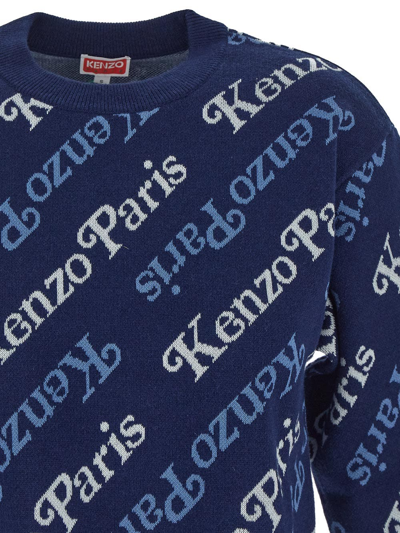Shop Kenzo Cotton Knitwear In Blue