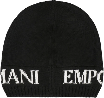 Shop Ea7 Emporio Armani Knit Beanie And Scarf Set In Black
