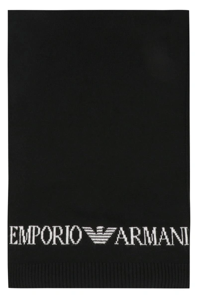 Shop Ea7 Emporio Armani Knit Beanie And Scarf Set In Black