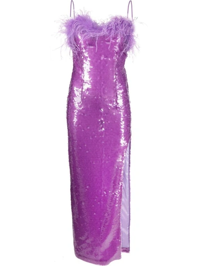 Shop Giuseppe Di Morabito Feathers Sequins Long Dress In Purple