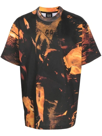 Shop M44 Label Group Short-sleeved T-shirt With Flame Print In Yellow & Orange