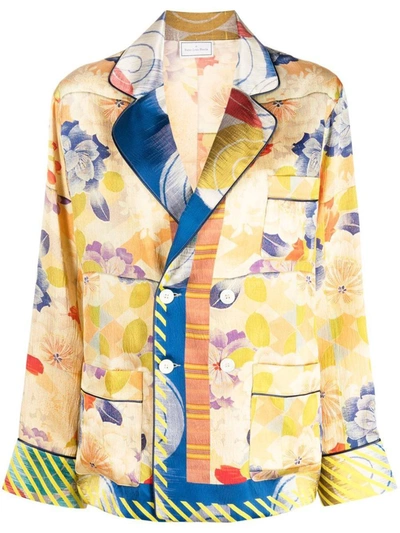 Shop Pierre-louis Mascia Printed Silk Jacket In Multicolour