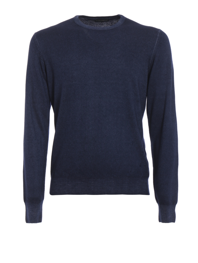 Shop Paolo Fiorillo Soft Cashmere Crew Neck Sweater In Azul Oscuro