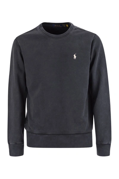 Shop Polo Ralph Lauren Cotton Loopback Sweatshirt In Black