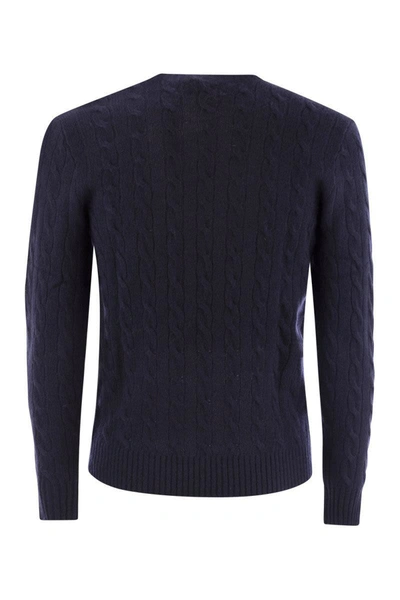 Shop Polo Ralph Lauren Wool And Cashmere Cable-knit Sweater In Navy