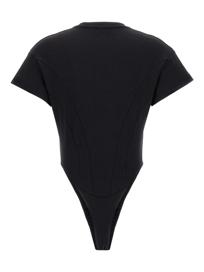 Shop Mugler Zipped Jersey Bodysuit In Negro
