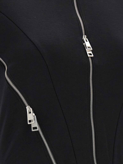 Shop Mugler Zipped Jersey Bodysuit In Negro