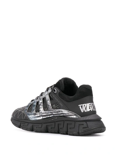 Shop Versace Sneakers With Trigreca Print In Black