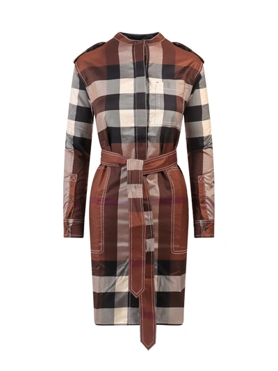 Shop Burberry Cotton Chemisier Dress With Exaggerated Check Motif