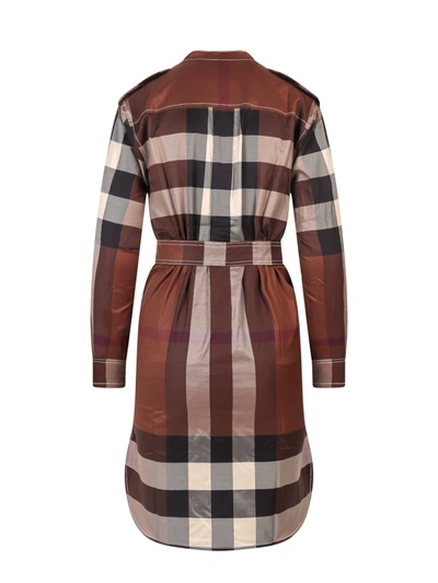 Shop Burberry Cotton Chemisier Dress With Exaggerated Check Motif