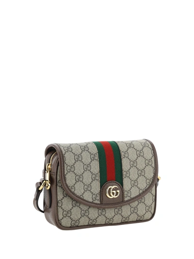 Shop Gucci Gg Supreme Fabric And Leather Shoulder Bag With Frontal Web Band