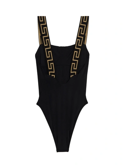 Shop Versace Greca Beachwear Black