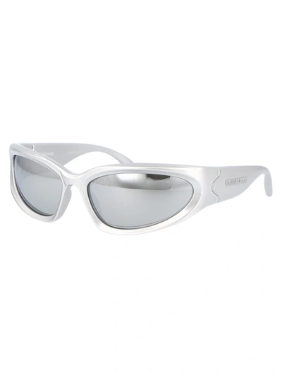 Shop Balenciaga Sunglasses In 004 Silver Silver Silver