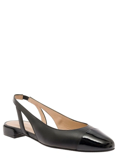Shop Stuart Weitzman Black Slingback With Shiny Toe In Smooth Leather Woman