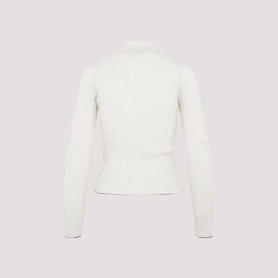 Shop Bottega Veneta Ribbed Cotton Polo Shirt In White