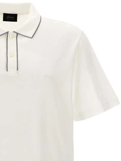 Shop Brioni White Cotton Polo Shirt