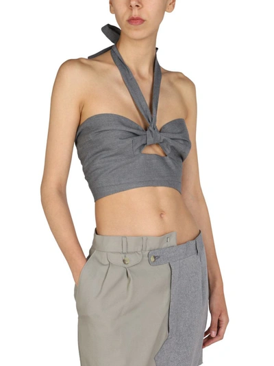 Shop 1/off Top With Crossed Straps In Grey