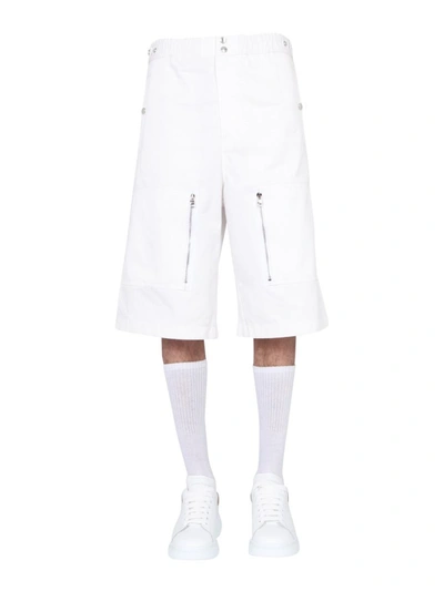 Shop Alexander Mcqueen Japanese Gabardine Shorts In White
