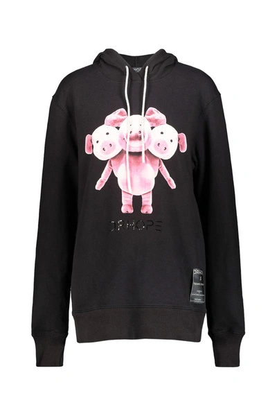 Drhope Dr. Hope Black Hoodie With Pig Print Clothing In Black