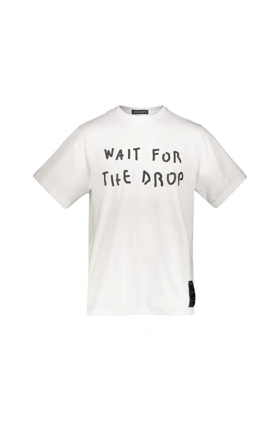 Shop Dr. Hope T-shirt With "wait For The Drop" Black Print Clothing In White