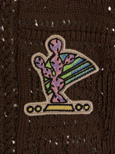 Shop Avril 8790 Patch Crochet Shirt In Brown