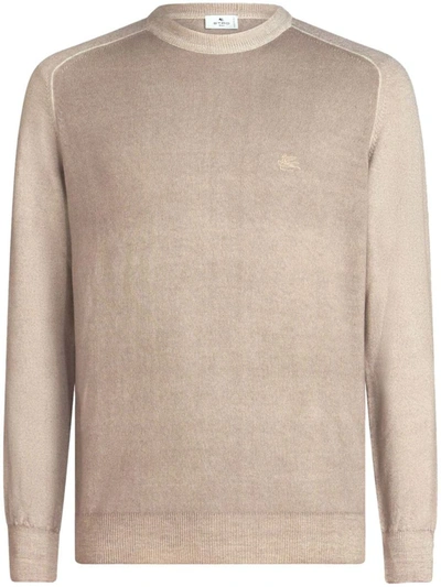 Shop Etro Sweater With Embroidery In Nude & Neutrals