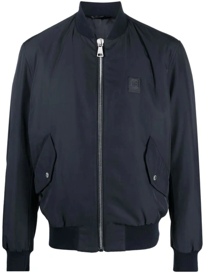 Shop Balmain Zip-up Bomber Jacket In Blue