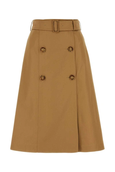 Shop Burberry Skirts In Camel