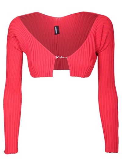 Shop Jacquemus "la Maille Pralu" Cardigan In Red