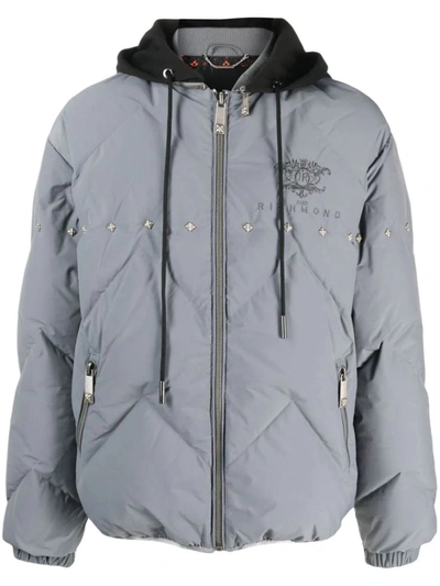 Shop John Richmond Jacket With Removable Hood In Grey