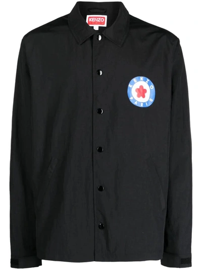 Shop Kenzo Target Print Shirt Jacket In Black