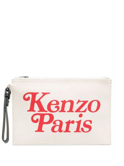 Shop Kenzo Large Clutch Bags In Nude & Neutrals