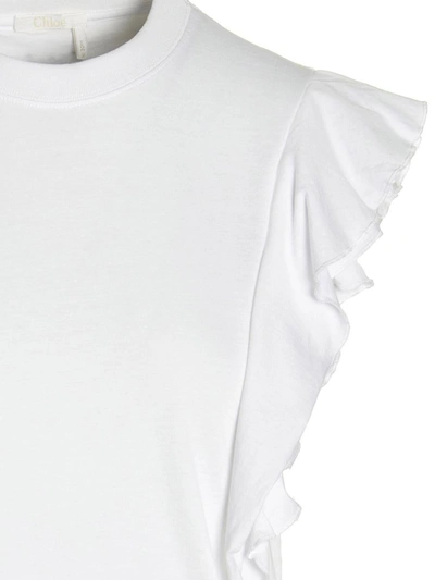 Shop Chloé Ruffled T-shirt In White
