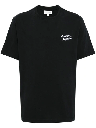 Shop Maison Kitsuné Handwritten Logo T-shirt Clothing In Black