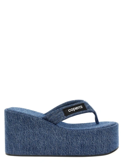 Shop Coperni 'branded Wedge' Sandals In Blue