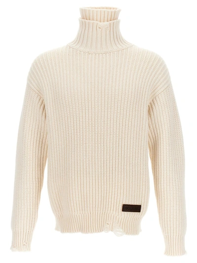 Shop Dsquared2 'broken Stitch Double Collar' Sweater In White