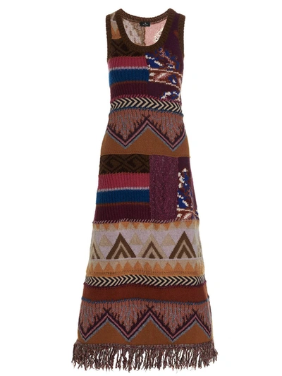 Shop Etro 'lee' Long Dress In Multicolor