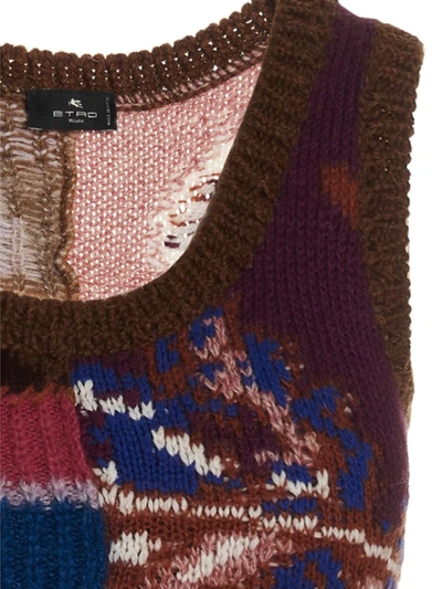 Etro Artisan Patchwork Sleeveless Knit Maxi Dress In Multicolor