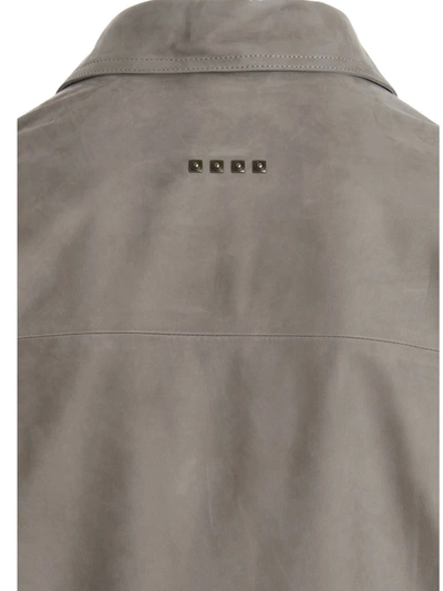 Shop Etro Leather Shirt In Gray
