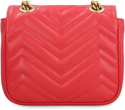 Shop Gucci Gg Marmont Mini Leather Shoulder Bag In Red